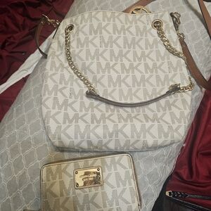 Michael Kors Cream and Tan Shoulder Bag